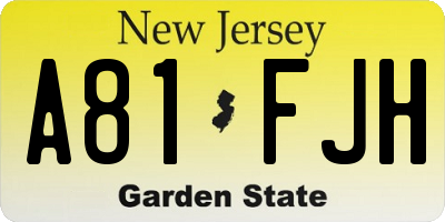 NJ license plate A81FJH