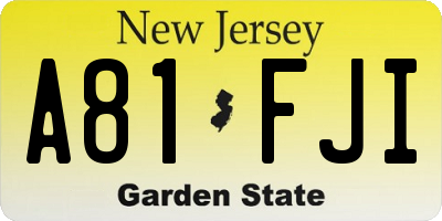 NJ license plate A81FJI