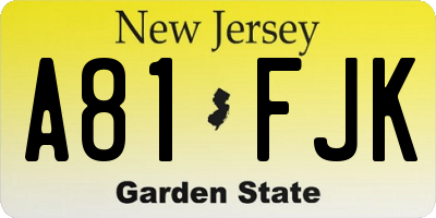 NJ license plate A81FJK