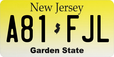 NJ license plate A81FJL