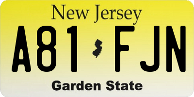 NJ license plate A81FJN