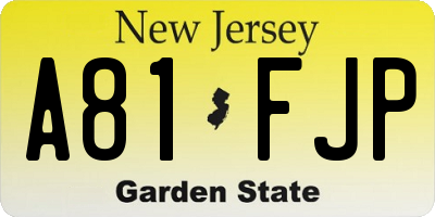 NJ license plate A81FJP