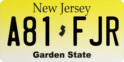 NJ license plate A81FJR