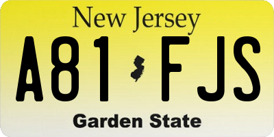 NJ license plate A81FJS
