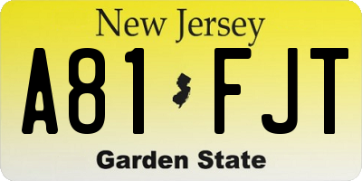 NJ license plate A81FJT