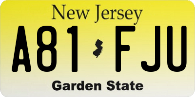 NJ license plate A81FJU