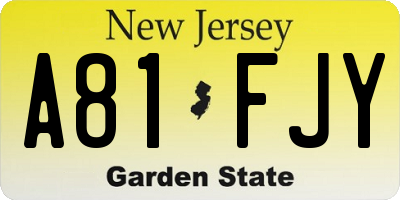 NJ license plate A81FJY