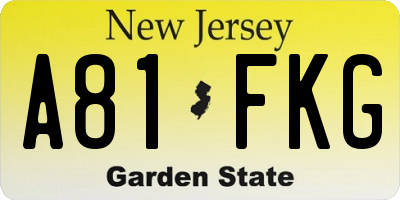 NJ license plate A81FKG