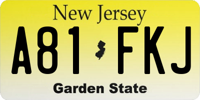 NJ license plate A81FKJ