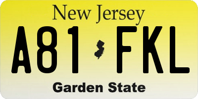 NJ license plate A81FKL