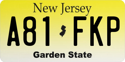 NJ license plate A81FKP