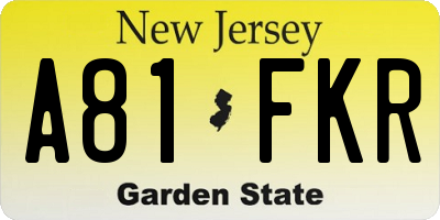 NJ license plate A81FKR