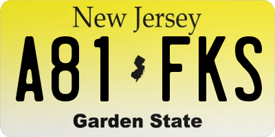 NJ license plate A81FKS