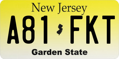 NJ license plate A81FKT