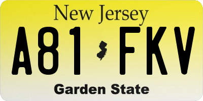 NJ license plate A81FKV