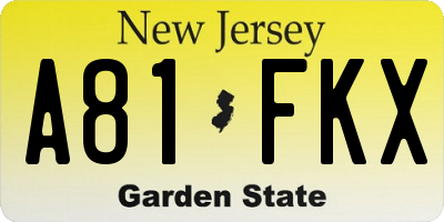 NJ license plate A81FKX