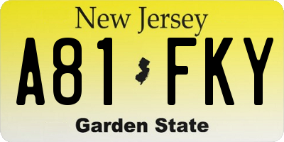 NJ license plate A81FKY