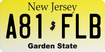 NJ license plate A81FLB