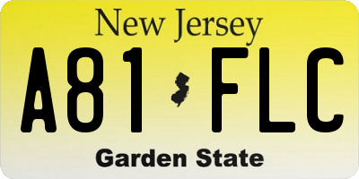 NJ license plate A81FLC