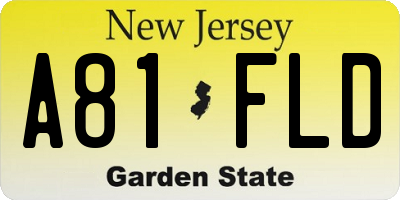 NJ license plate A81FLD