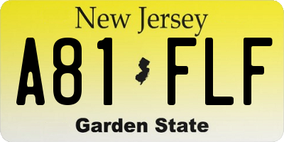 NJ license plate A81FLF