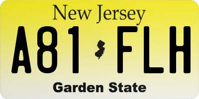 NJ license plate A81FLH