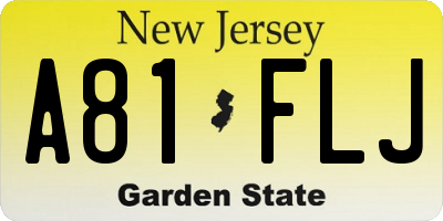 NJ license plate A81FLJ