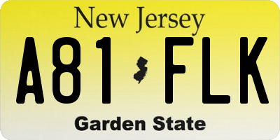NJ license plate A81FLK