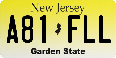 NJ license plate A81FLL