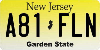 NJ license plate A81FLN
