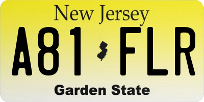 NJ license plate A81FLR
