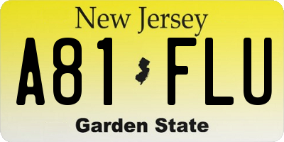 NJ license plate A81FLU