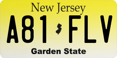 NJ license plate A81FLV