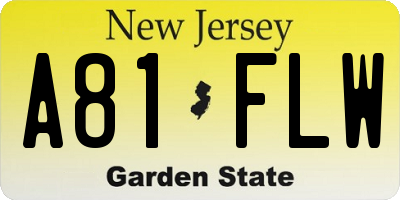 NJ license plate A81FLW