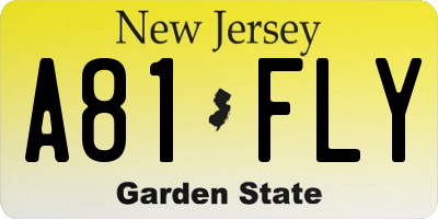 NJ license plate A81FLY