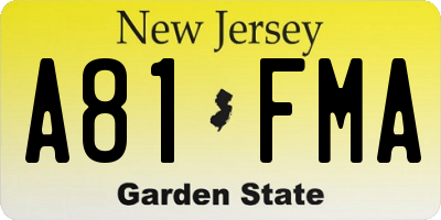 NJ license plate A81FMA