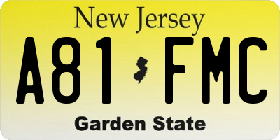 NJ license plate A81FMC