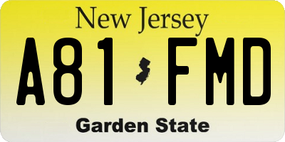 NJ license plate A81FMD