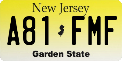 NJ license plate A81FMF