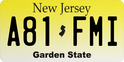 NJ license plate A81FMI