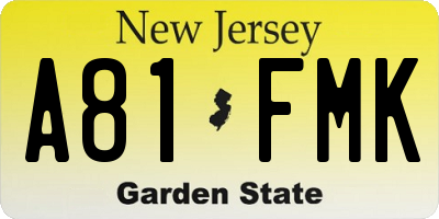 NJ license plate A81FMK