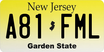 NJ license plate A81FML