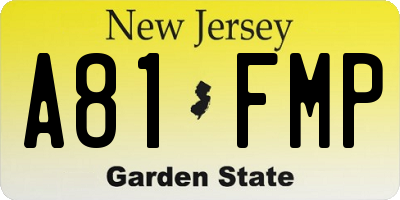 NJ license plate A81FMP