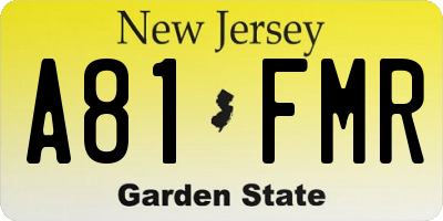 NJ license plate A81FMR