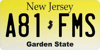 NJ license plate A81FMS