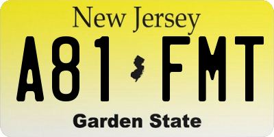 NJ license plate A81FMT