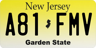 NJ license plate A81FMV