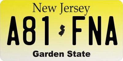 NJ license plate A81FNA