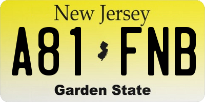 NJ license plate A81FNB