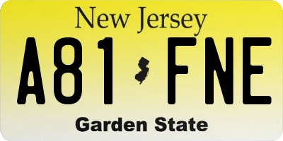 NJ license plate A81FNE